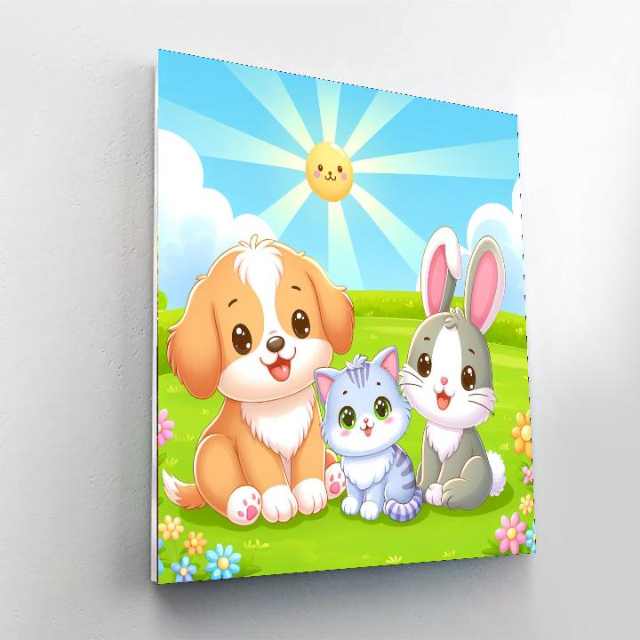 Cute Pet Playtime Numbered Painting Kits