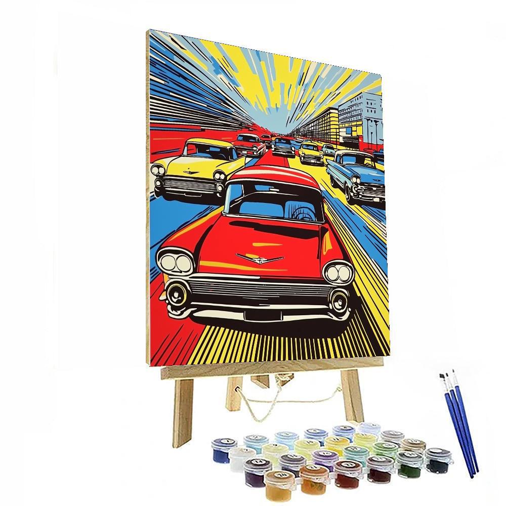Roy Lichtenstein Inspired Retro Car Dreams  Numbered Painting Kits