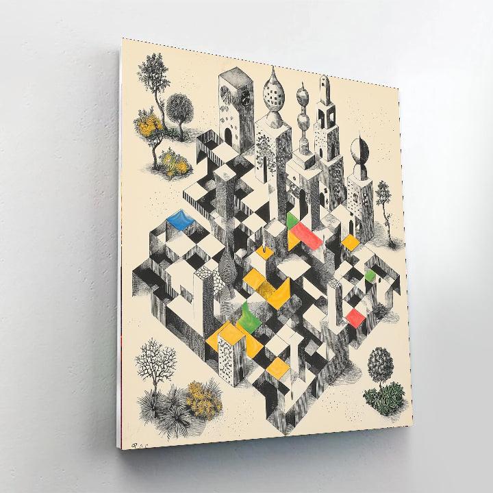M.C. Escher Inspired Whimsical Geometries  Paint By Numbers