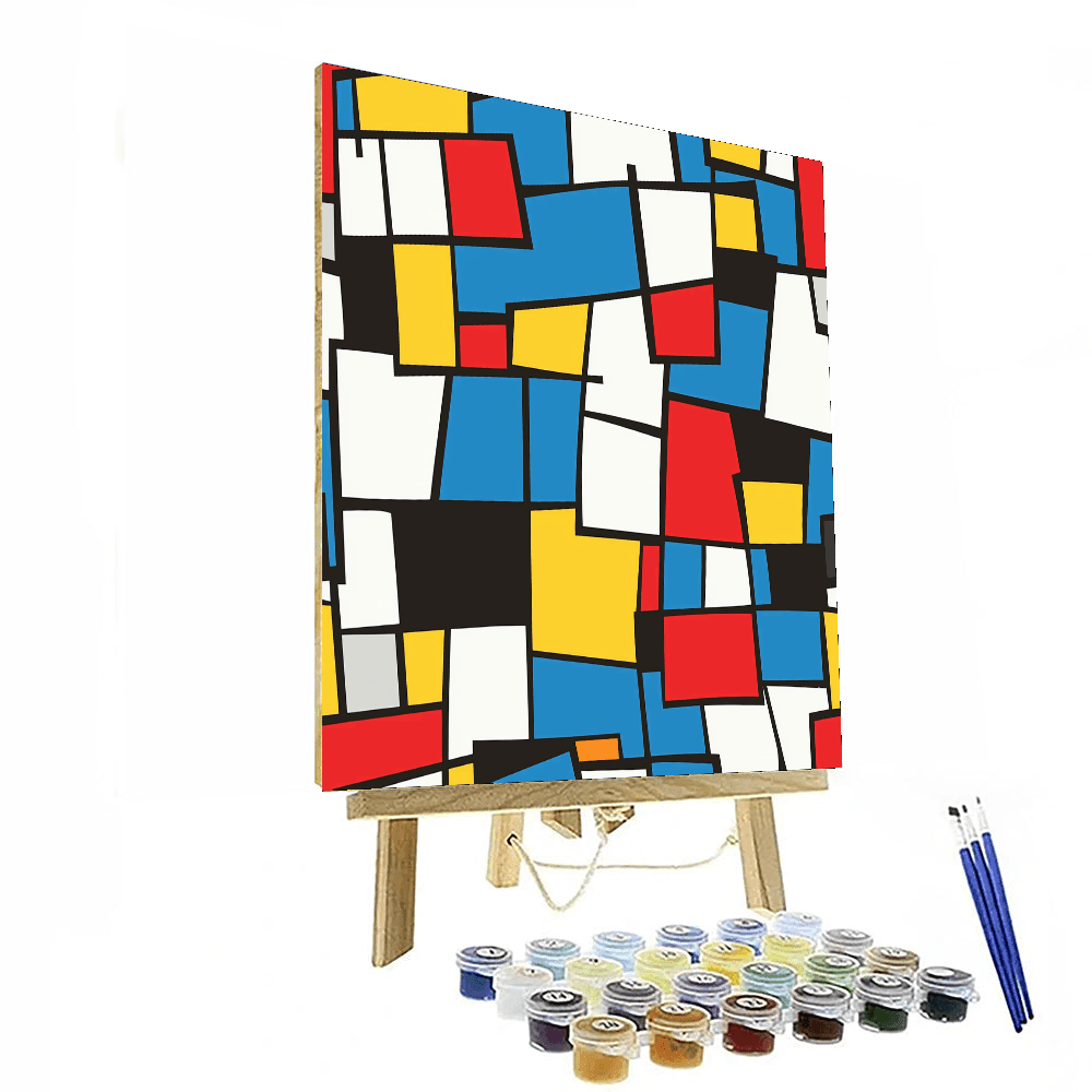 Mondrian Inspired Colorful Abstract Patterns - DIY Painting By Numbers Kit