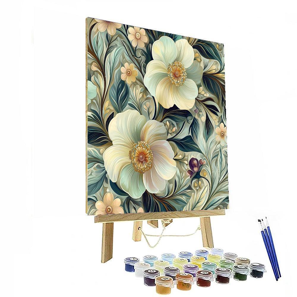 Alphonse Mucha Inspired Harmony Of Blossoms  Numbered Painting Kits