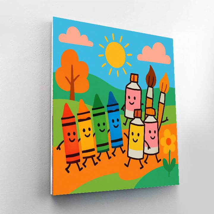 Colorful Art Supply Parade DIY Paint By Numbers