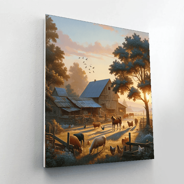 Idyllic Farmstead Morning Number Painting