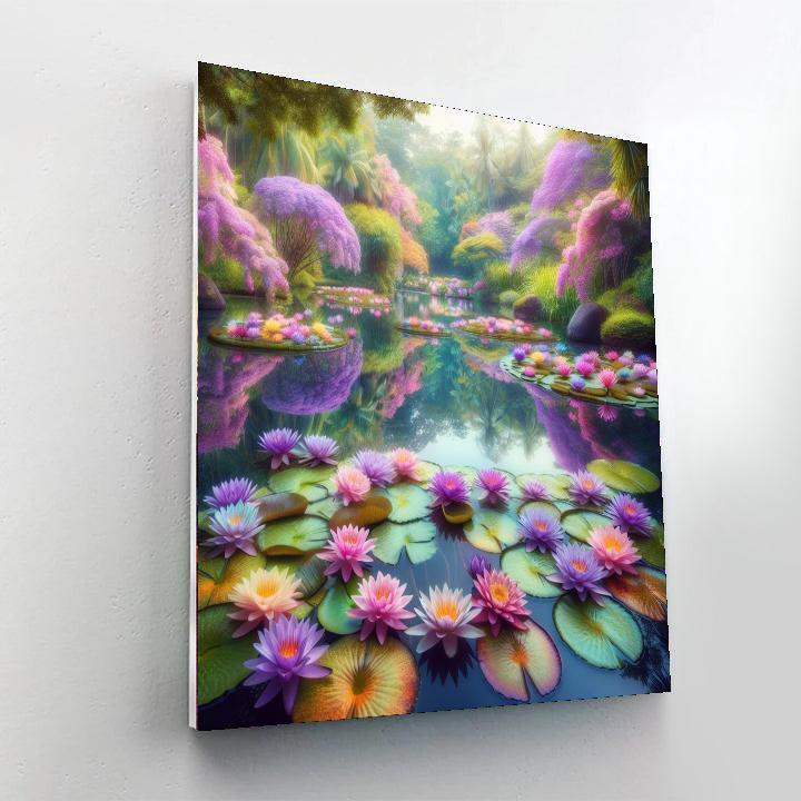 Serene Water Lily Pond Painting By Numbers Kit