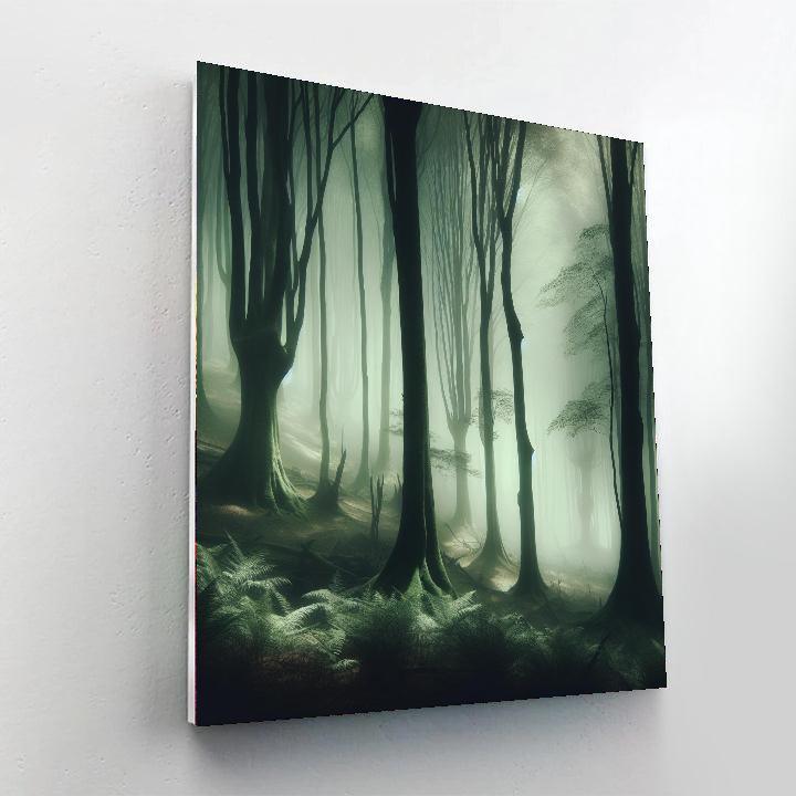 Ethereal Misty Forest Number Painting