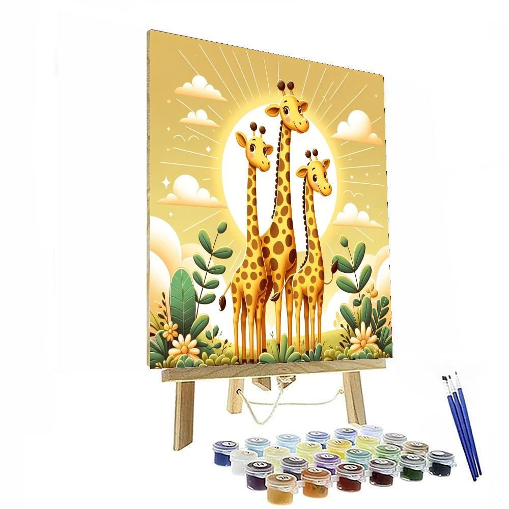 Charming Giraffe Family Numbered Painting Kits