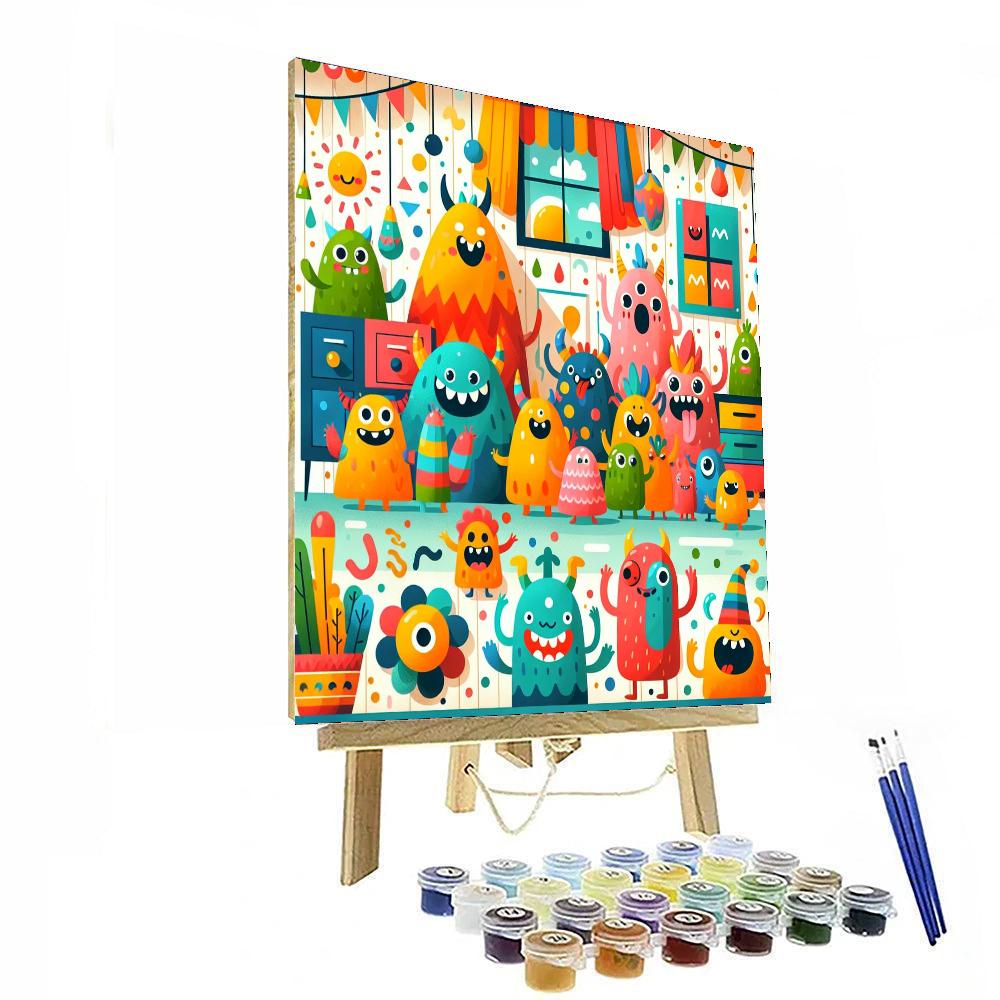 Friendly Monster Family DIY Paint By Numbers