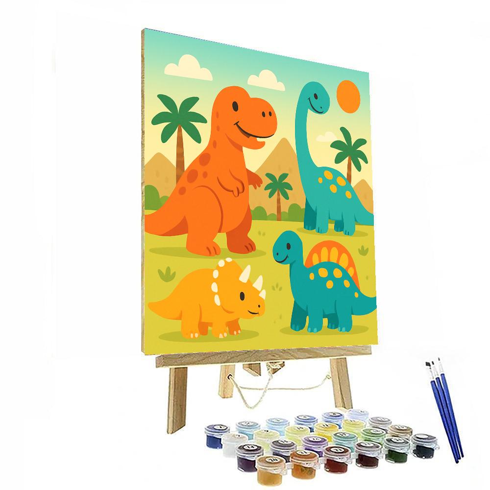 Exciting Dinosaurs Paint By Numbers Art
