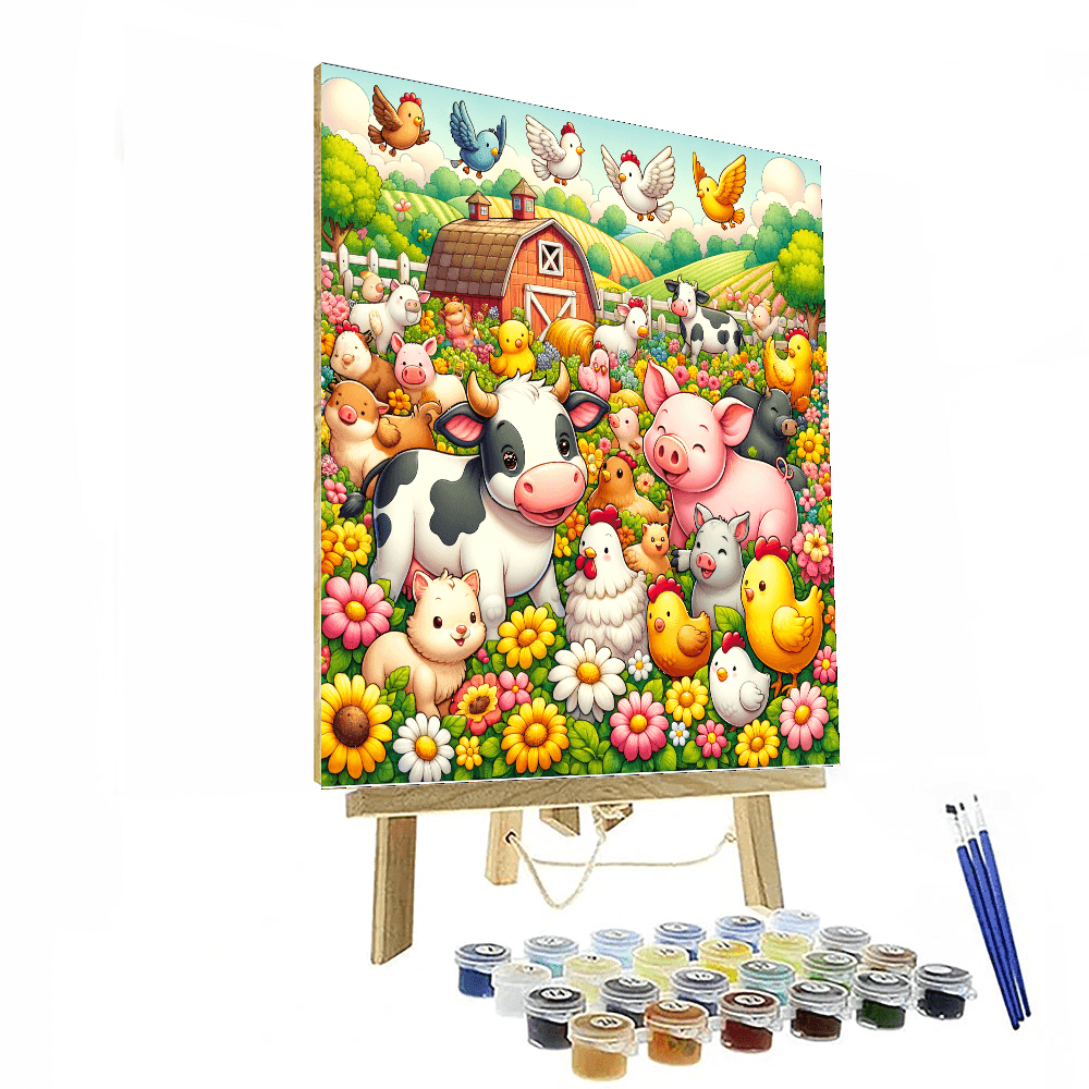 Joyful Farmyard Friends Painting Number Kit