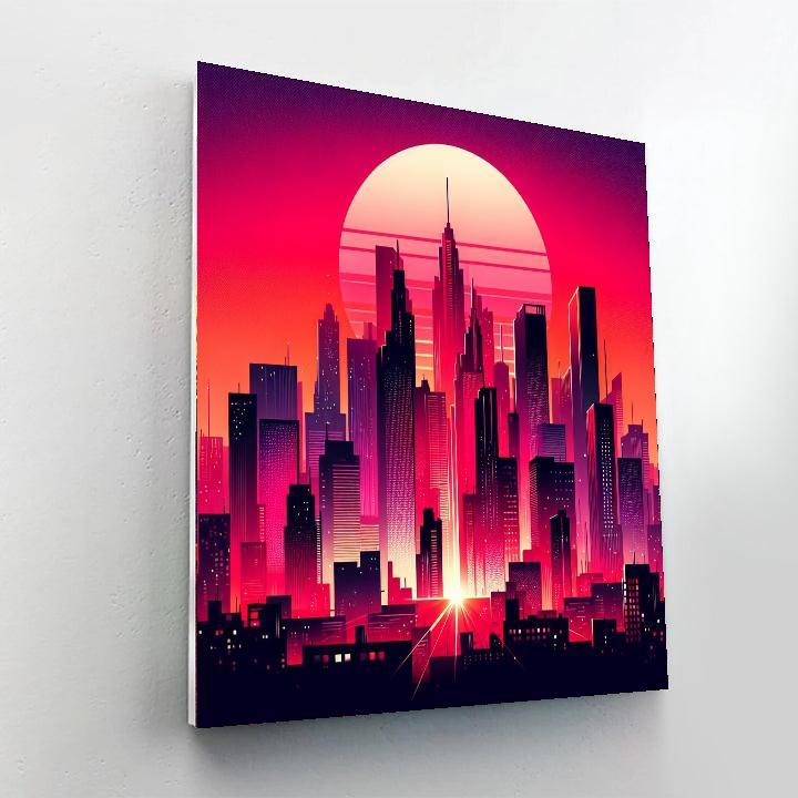 Vibrant City Sunset Painting Number Kit