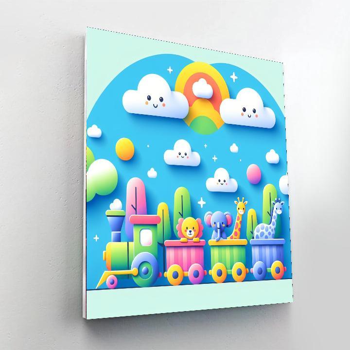 Playful Train Number Painting