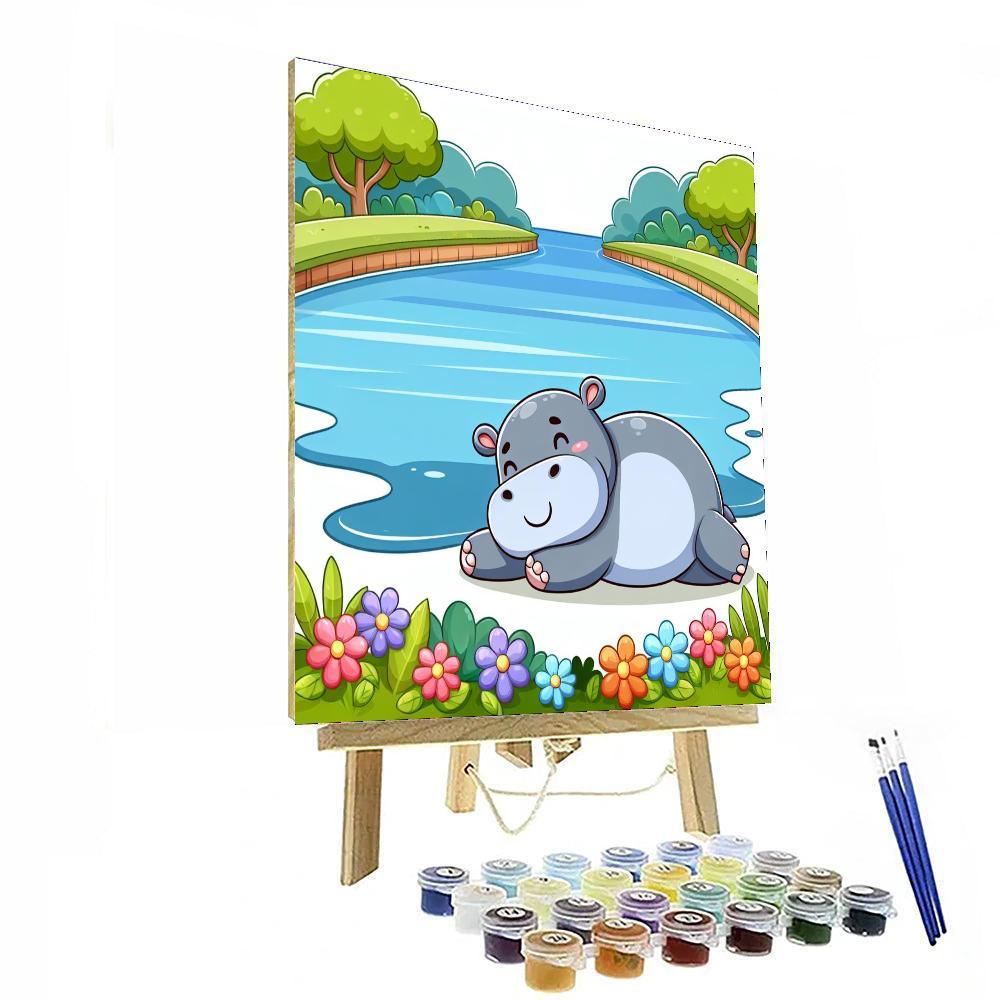 Happy Hippopotamus Numbered Painting Kits
