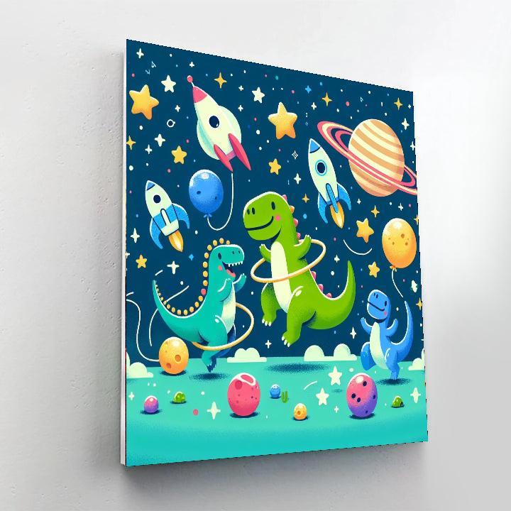 Galactic Dinosaur Party DIY Paint By Numbers