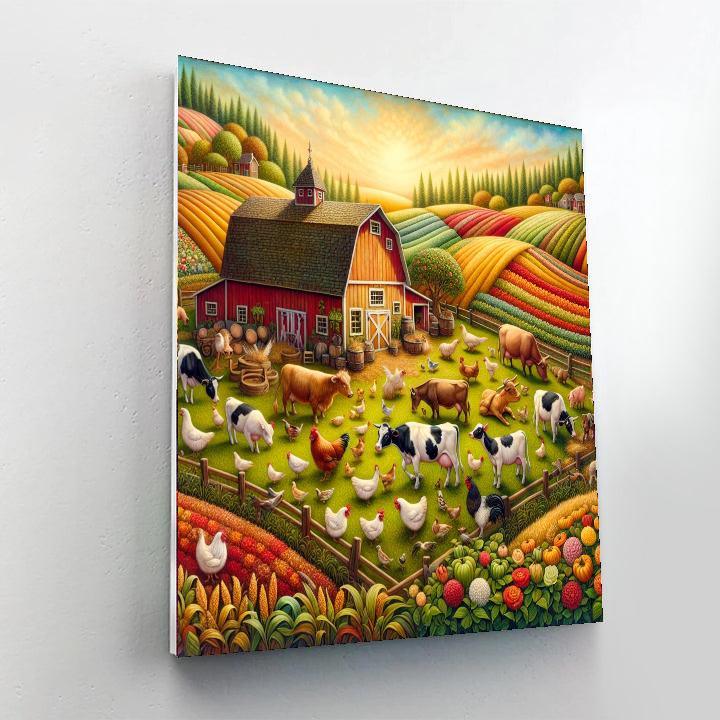 Joyful Farm Scene Numbered Painting Kits