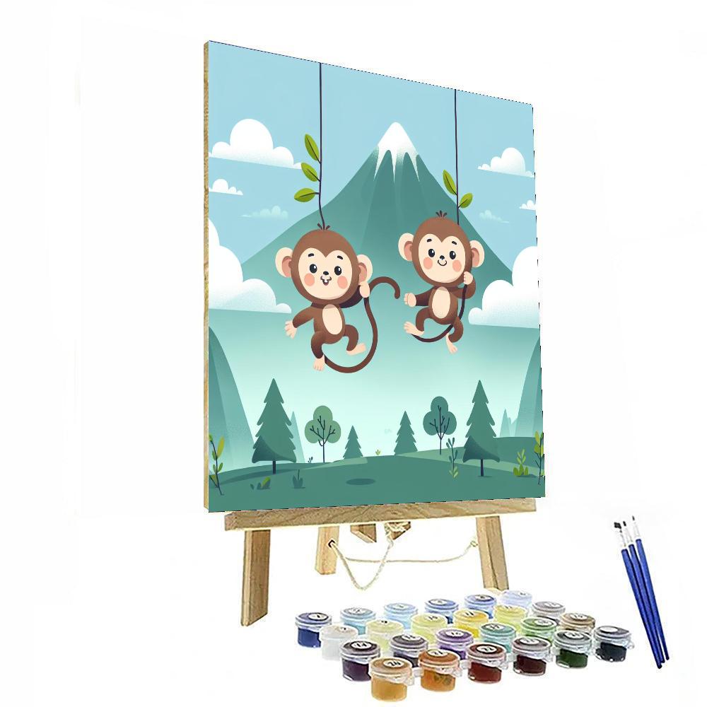 Magical Mountain Monkeys Painting Number Kit