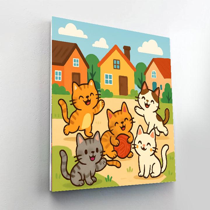 Cheerful Cat Crew Painting By Numbers Kit