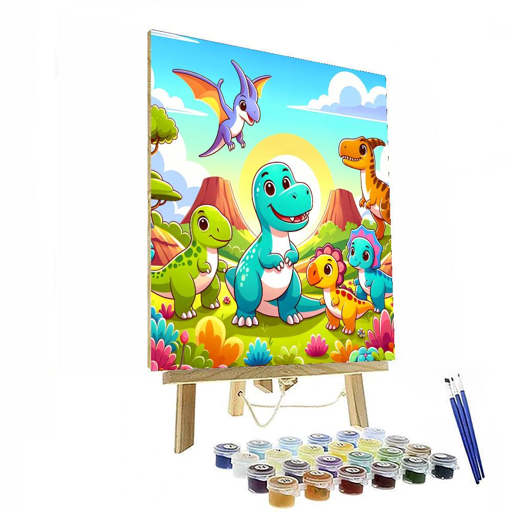 Cute Dinosaurs Adventure Paint By Numbers