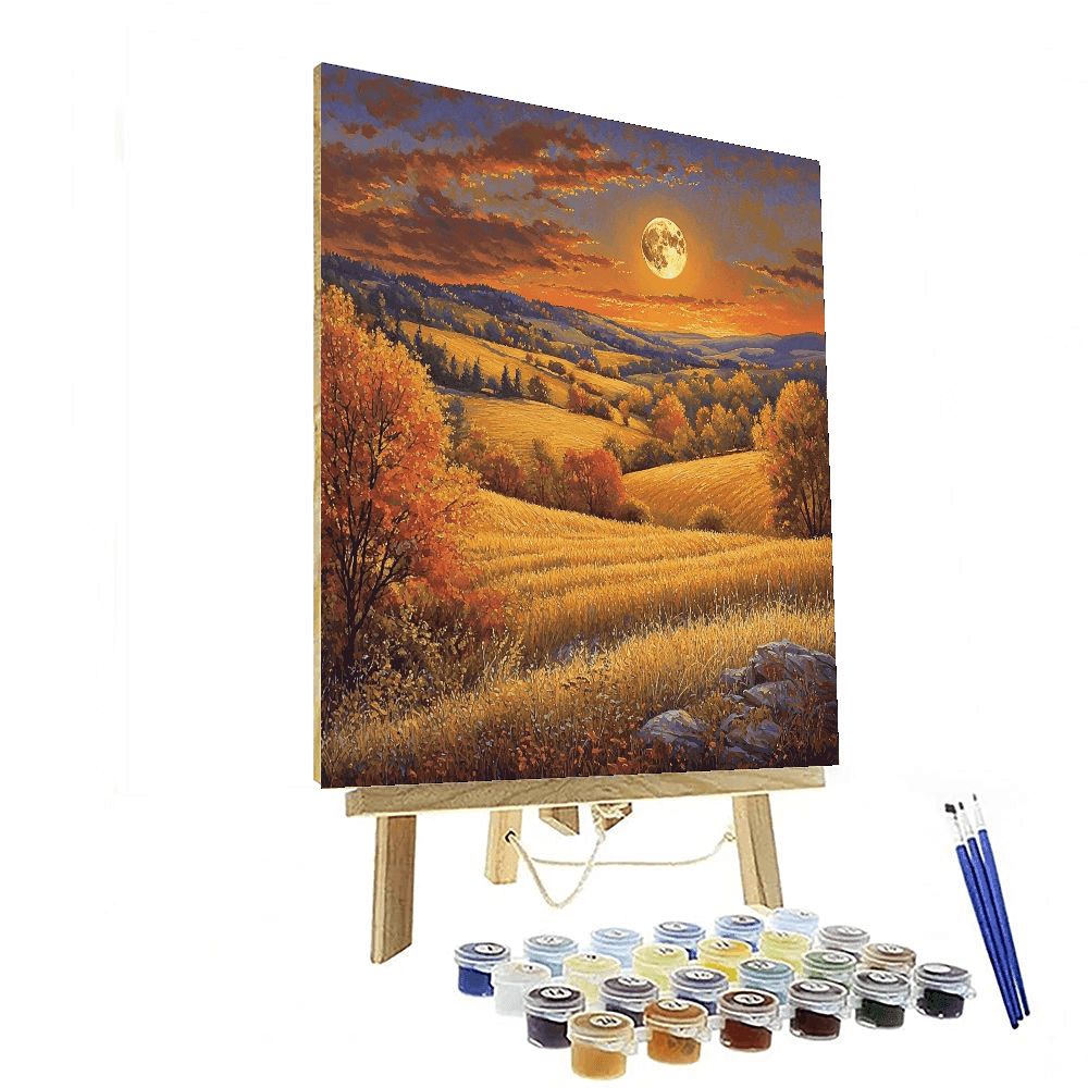 Thomas Kinkade Inspired Harvest Moonlight  DIY Paint By Numbers