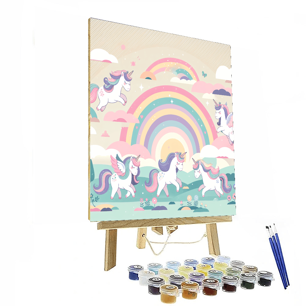 Rainbow Unicorn Valley Painting By Numbers Kit
