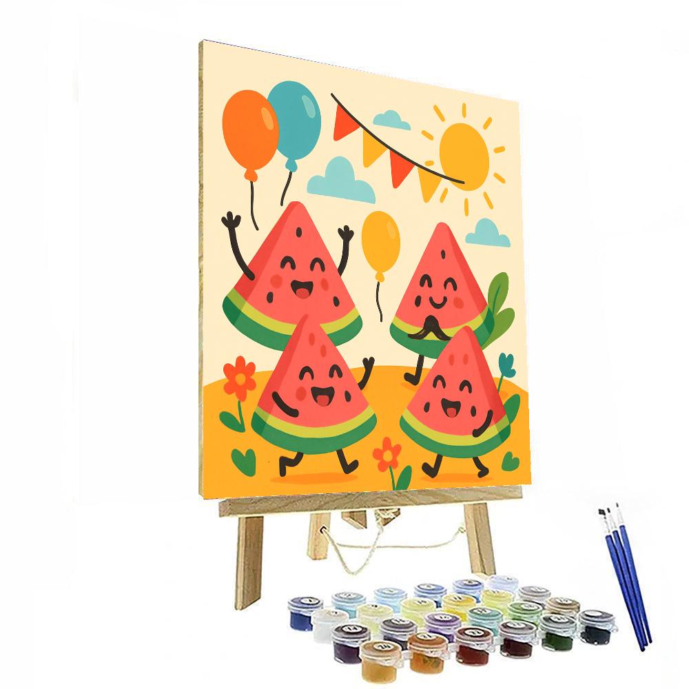 Whimsical Watermelon Party Paint By Numbers Art