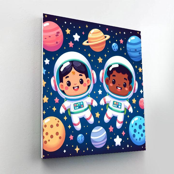 Cute Little Astronauts Painting By Numbers Kit