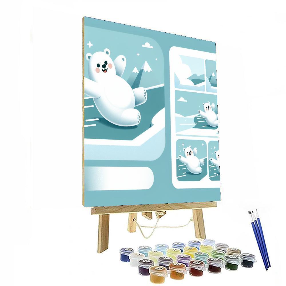Playful Polar Bear Number Painting