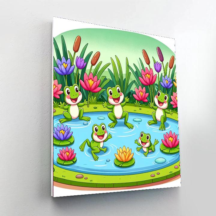 Friendly Froggy Pond Paint By Numbers Art