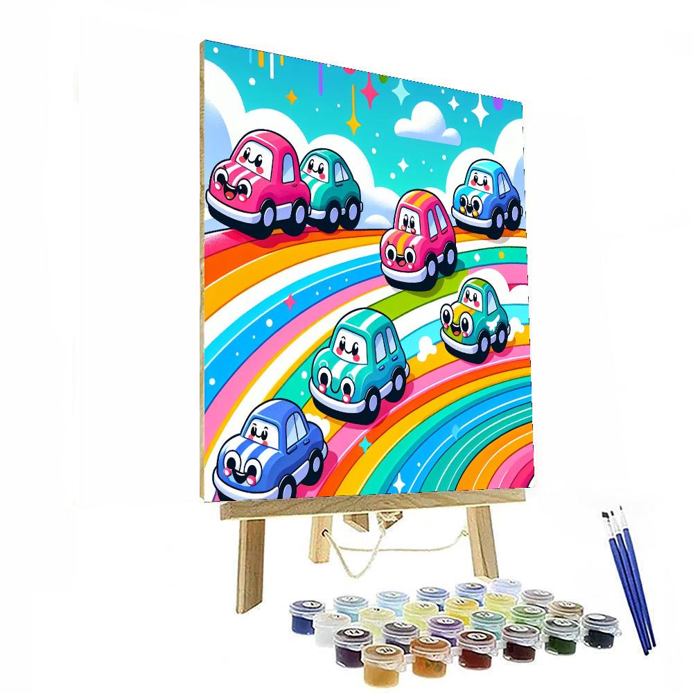 Rainbow Roadsters Paint By Numbers Art