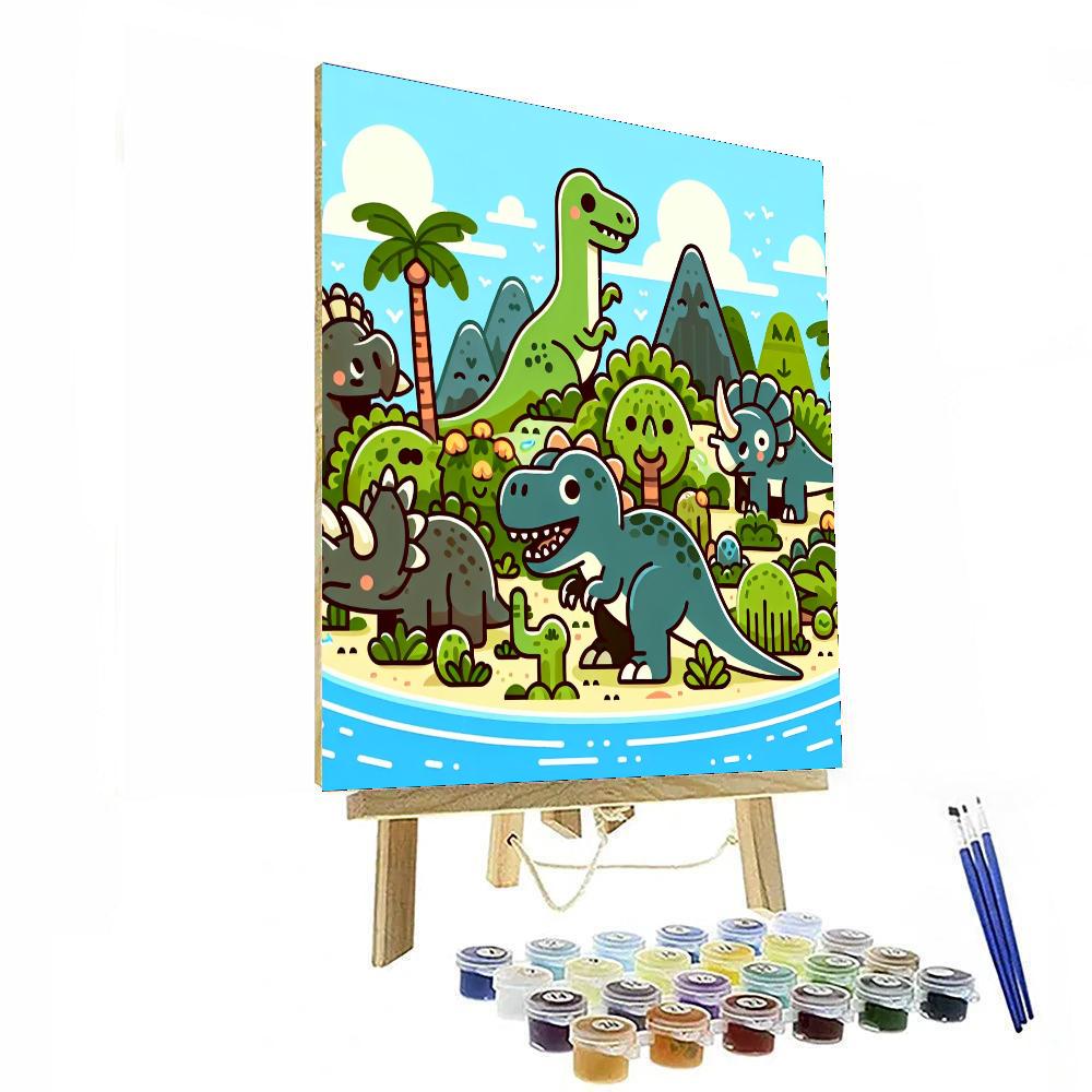 Friendly Dinosaur Island Number Painting