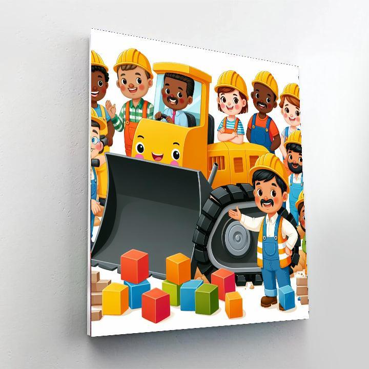 Happy Construction Crew Paint By Numbers Art