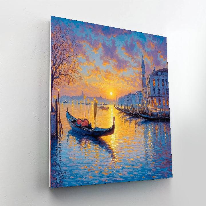 Giovanni Antonio Canal (Canaletto) Inspired Gondolas At Dawn  Number Painting