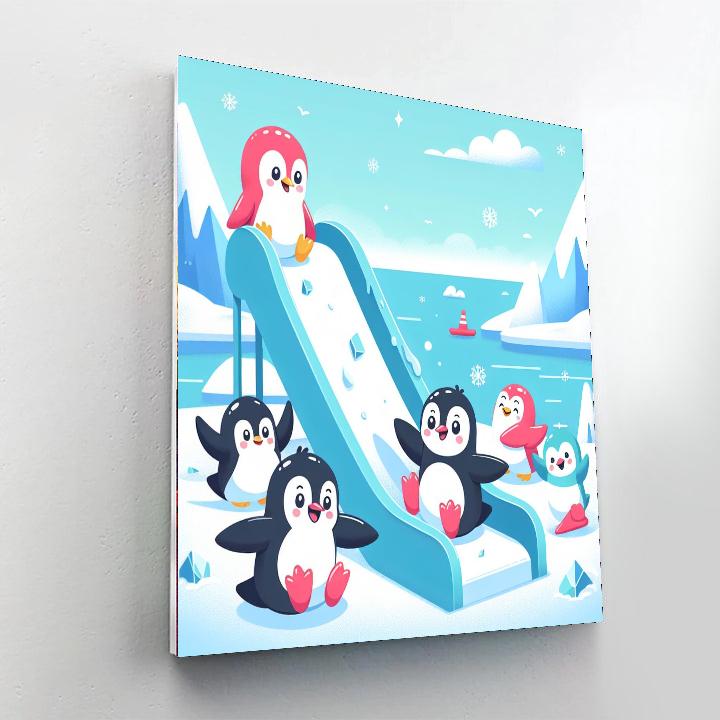 Polar Playground Penguins Painting Number Kit