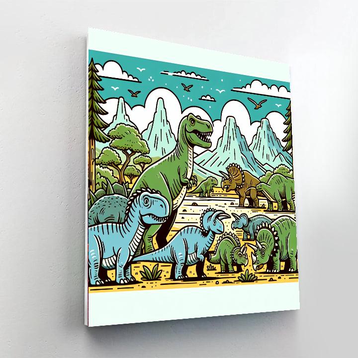 Dino World: The Era Of Dinosaurs Number Painting