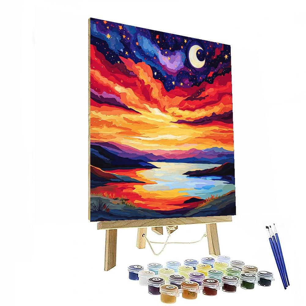Paul Cézanne Inspired Celestial Sunset Harmony  Paint By Numbers Art