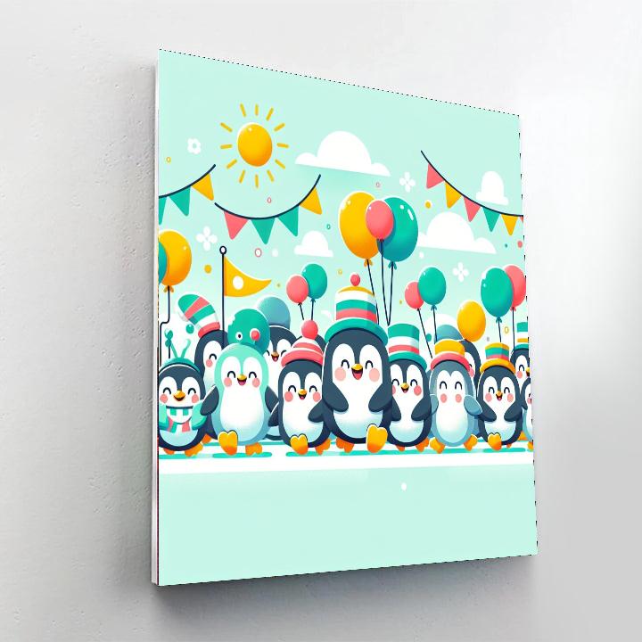 Penguin Parade Party Paint By Numbers