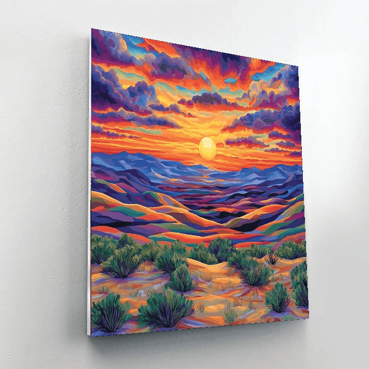 Georgia O'Keeffe Inspired Vibrant Desert Sunset  Paint By Numbers
