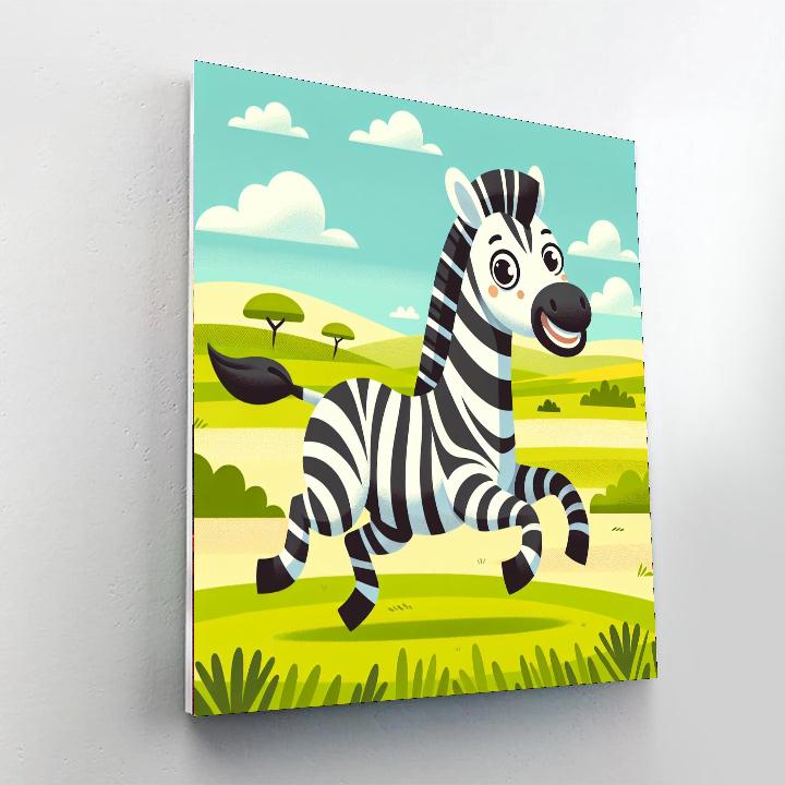 Safari Zebra Chase Paint By Numbers Art