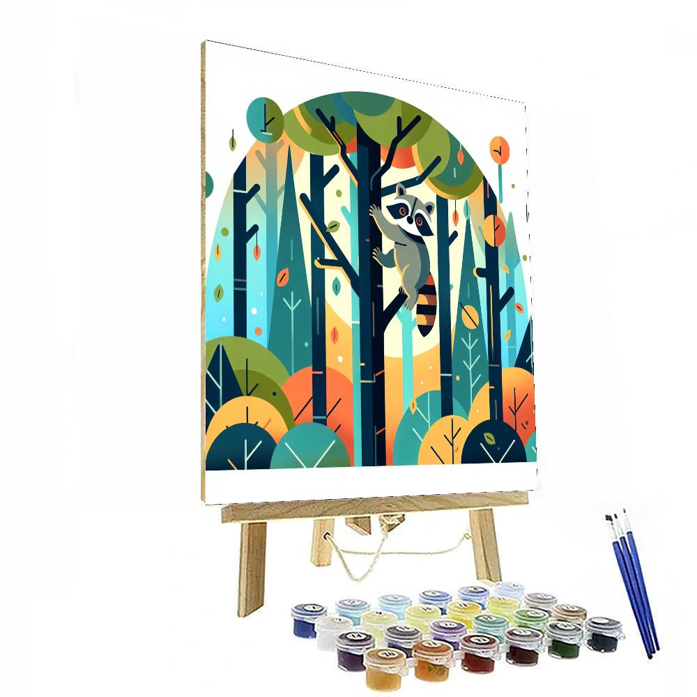 Playful Raccoon Adventure Paint By Color