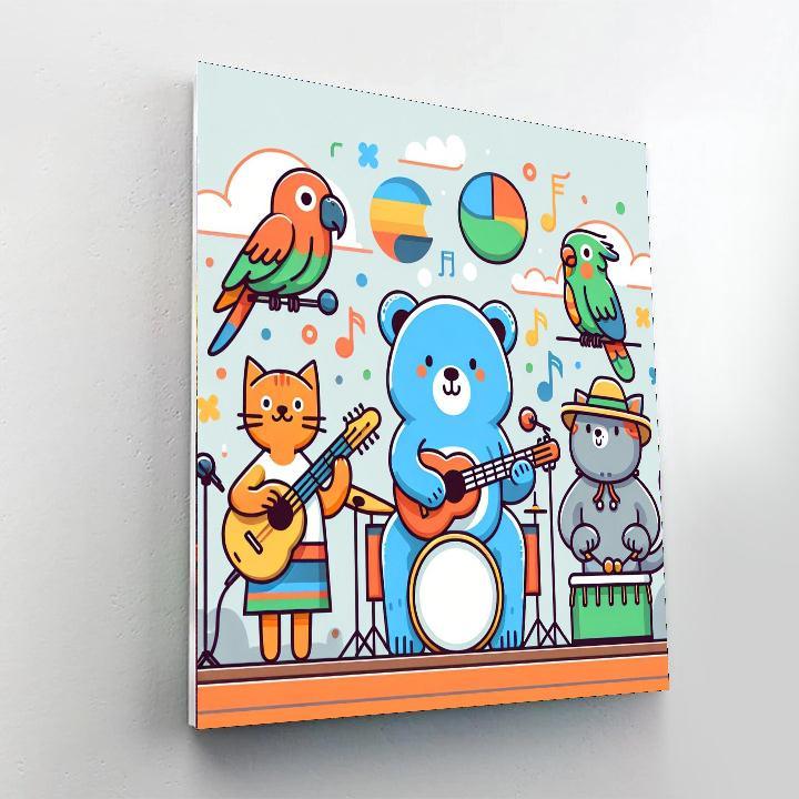 Cheerful Music Band Number Painting