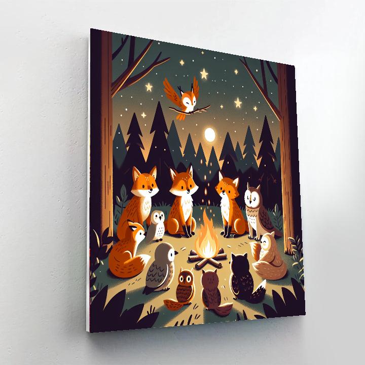 Forest Campfire With Storytelling Animals Paint By Numbers Kits