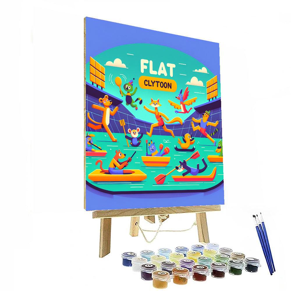 Energetic Animal Olympics Number Painting