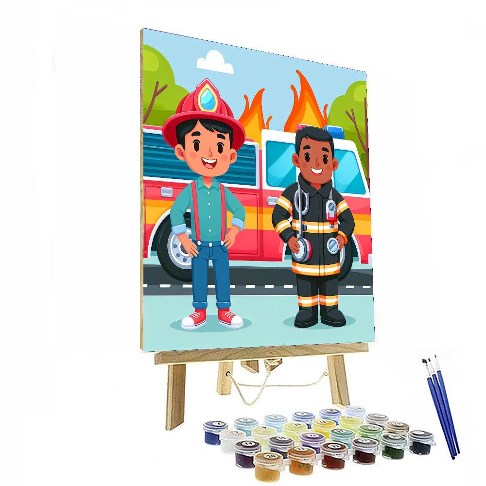 Friendly Firefighter Hero Painting Number Kit