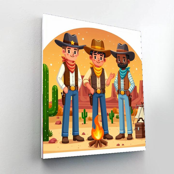 Wild West Cowboy Camp DIY Paint By Numbers