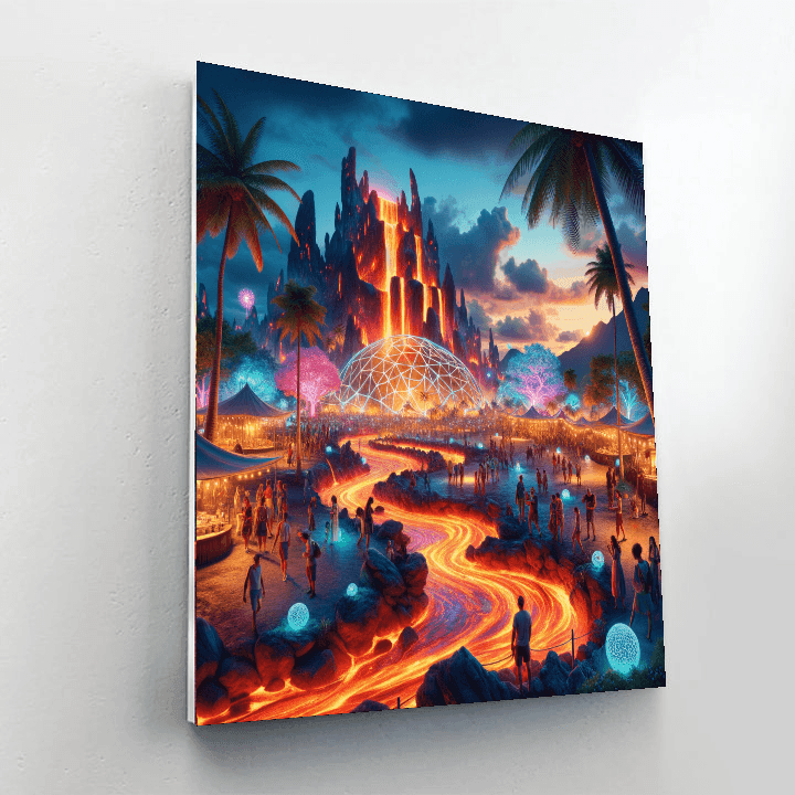 Pahoa Lava Lights Festival - Hawaii Numbered Painting Kits