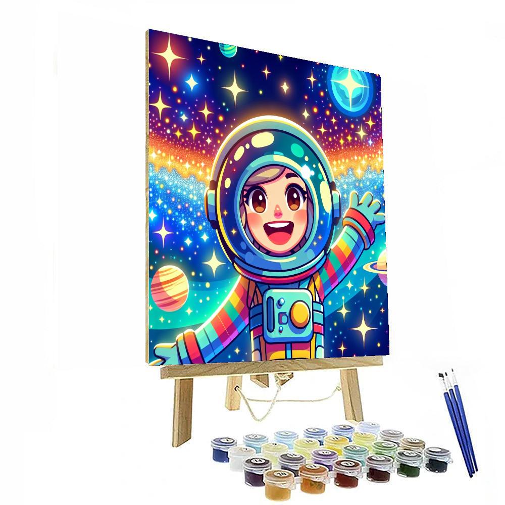 Cheerful Astronauts Journey Painting Number Kit