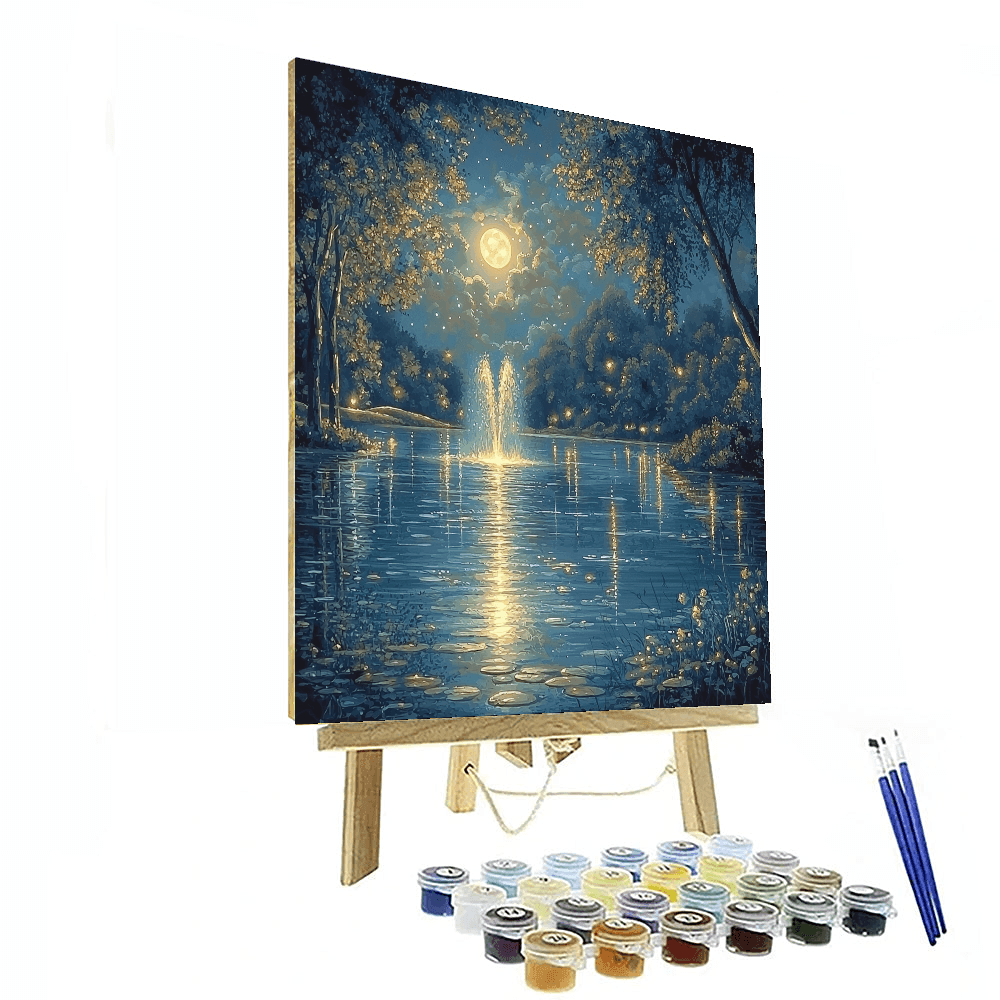 Thomas Kinkade Inspired Moonlit Reflections  Paint By Numbers Art