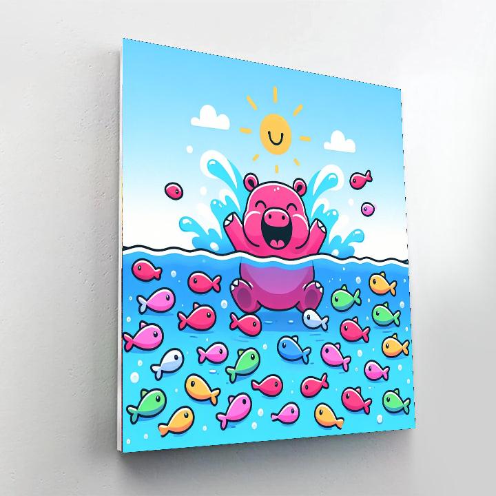 Jolly Hippo Number Painting