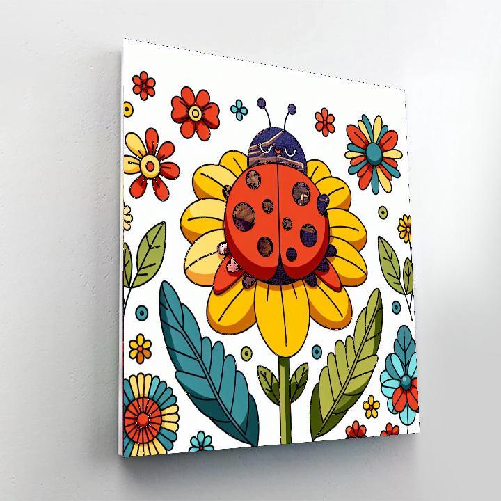 Charming Ladybug Landing Paint By Number