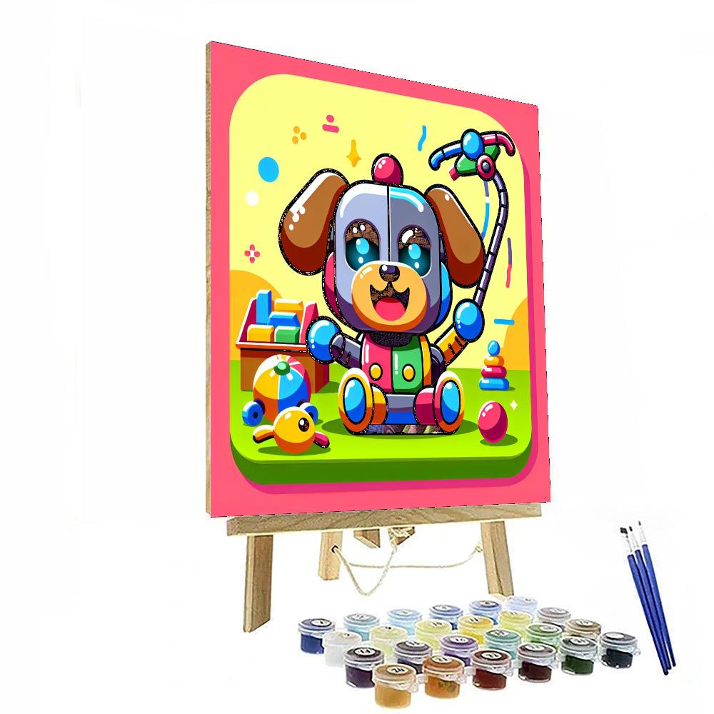 Excited Robot Dog Paint By Numbers Kits