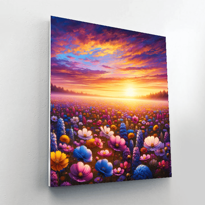Floral Fields At Sunrise Painting Number Kit